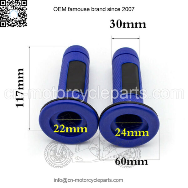 7/8" Blue Rubber Motorcycle HandGrip Autobike Handlebar Handle Bar ATV Dirt Bike - Image 2