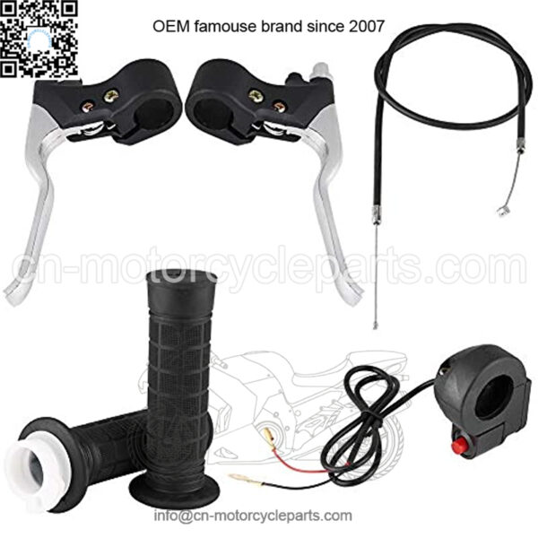 Throttle Brake Levers for Pocket Bike Mini Motorcycle,ABS + Aluminum AlloyHandle Grips Kill on/Off Switch Throttle Brake Levers Kit