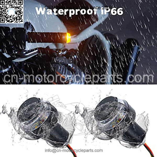 LivTee Motorcycle Handlebar End LED Lights, Dual Color for Turn Signal Lights and Side Marker Lights or Running Lights, Amber / White - Image 3