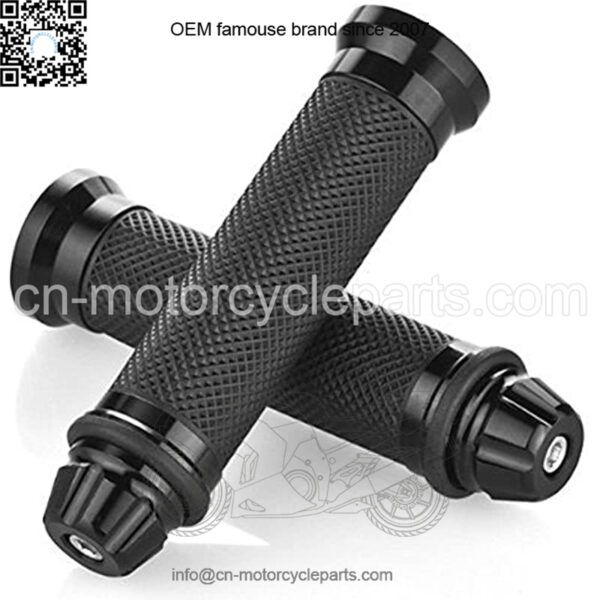 Nuoxinus Motorcycle Hand Grips with Bar End Cap, Racing CNC Aluminum & Soft Rubber Handlebar Universal for 7/8"(22mm) Handle Bar (Black)