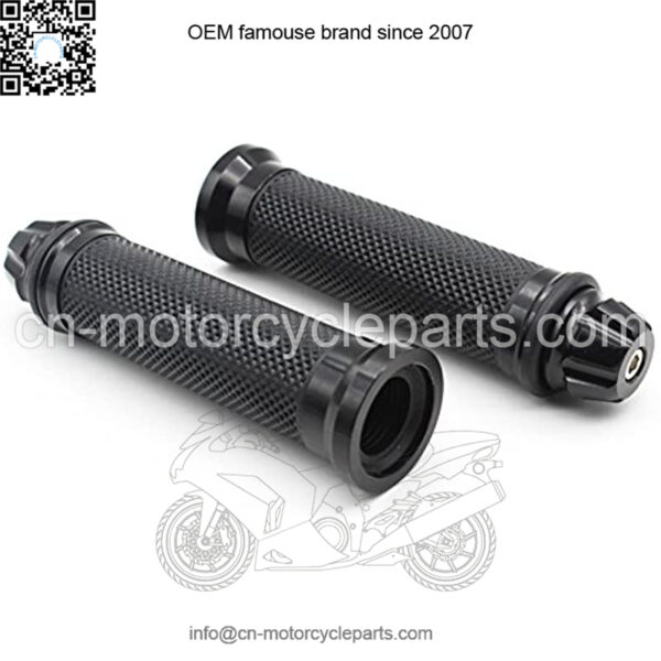 Nuoxinus Motorcycle Hand Grips with Bar End Cap, Racing CNC Aluminum & Soft Rubber Handlebar Universal for 7/8"(22mm) Handle Bar (Black) - Image 3
