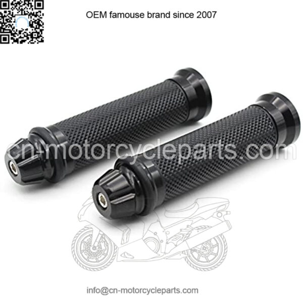 Nuoxinus Motorcycle Hand Grips with Bar End Cap, Racing CNC Aluminum & Soft Rubber Handlebar Universal for 7/8"(22mm) Handle Bar (Black) - Image 4