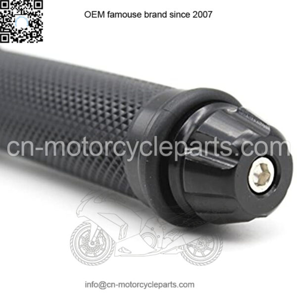 Nuoxinus Motorcycle Hand Grips with Bar End Cap, Racing CNC Aluminum & Soft Rubber Handlebar Universal for 7/8"(22mm) Handle Bar (Black) - Image 5