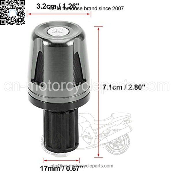 Pair Universal 17mm Aluminum Alloy Hand Grips Handlebar End Caps Plug Bar End for Motorcycle Gray - Image 3