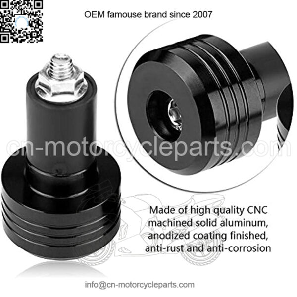 Handlebar Grips Bar End Plugs, Pair of 22mm Universal Aluminum Motorcycle Grip Handlebar Ends Weight Balance Plug(Black) - Image 2