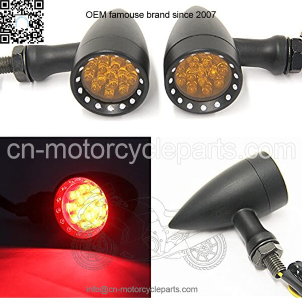 Red CNC Motorcycle Bullet LED Turn Signal Light Blinker Indicator Front Rear Tail Light Compatible with Honda Harley Yamaha Suzuki Chopper