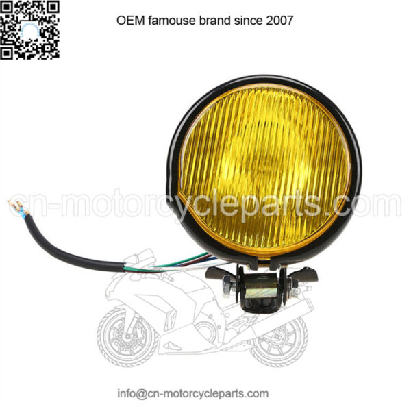 CG125 motorcycle retro modified headlight headlight black metal shell yellow glass retro headlight far and near