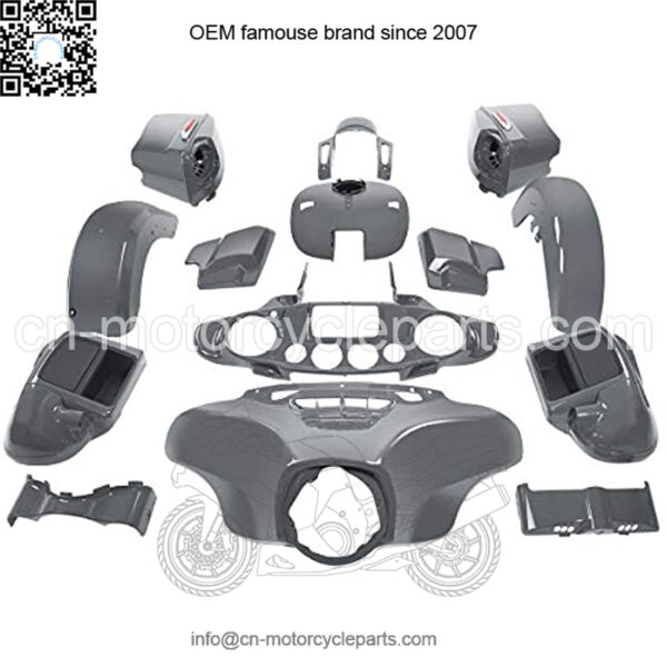 Inner Outer Fairing Stretched Saddlebags Vented Lower Fairing Side Cover Front Rear Fender Gas Tank Gray Bodywork Bodykits Fit For Harley CVO Street Glide 2018 2014-2020