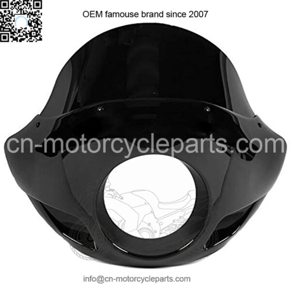 Krator Universal Blackout Windshield Headlight Fairing Compatible with 35mm-49mm Forks - Fits Most 5.75" Headlights, Black, 16.5" Height x 21" Width (JBM-6015-S) - Image 2