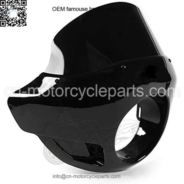 Krator Universal Blackout Windshield Headlight Fairing Compatible with 35mm-49mm Forks - Fits Most 5.75" Headlights, Black, 16.5" Height x 21" Width (JBM-6015-S) - Image 3