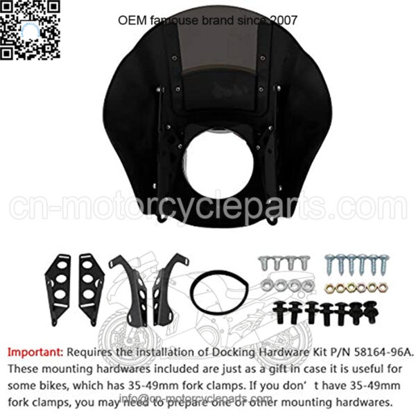 Vintage Classic Smoked 5.75   Headlight Quarter Fairing Mask Windshield W/Mount Bracket Kit Harley Sportster for 88-later XL / 86-94 FXR / 95-05 Dyna Models (Gloss Black) - Image 3