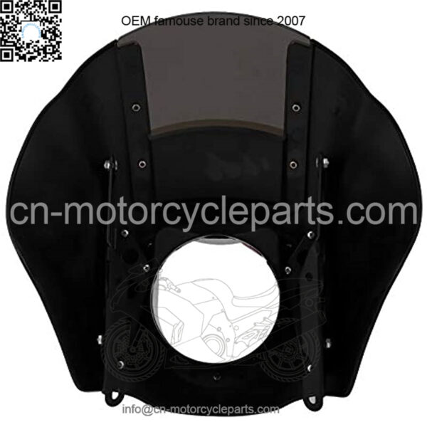 Vintage Classic Smoked 5.75   Headlight Quarter Fairing Mask Windshield W/Mount Bracket Kit Harley Sportster for 88-later XL / 86-94 FXR / 95-05 Dyna Models (Gloss Black) - Image 5