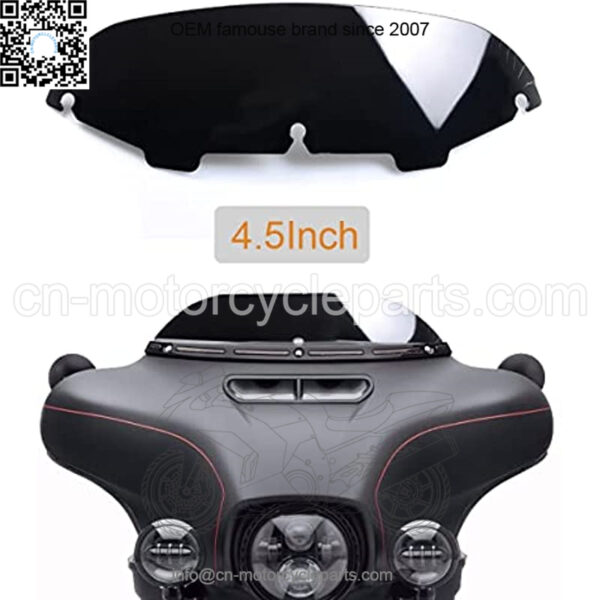 Black 4.5" Windshield Windscreen Compatible for 96-13 Harley Davidson Touring Street Glide Electra Glide FLHT FLHTCU Ultra Classic Glide FLHX FLHTK Tri Glide 1996-2013