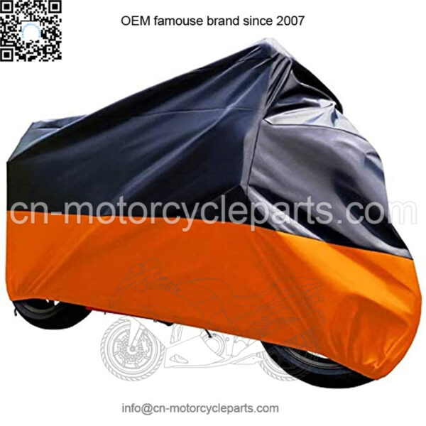 Black and Orange Waterproof Sun Motorcycle Cover (XXXL).116" for Kawasaki Yamaha Suzuki Harley Davidson (XXXL)