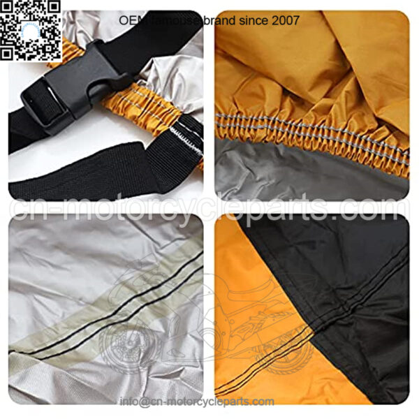 Black and Orange Waterproof Sun Motorcycle Cover (XXXL).116" for Kawasaki Yamaha Suzuki Harley Davidson (XXXL) - Image 3