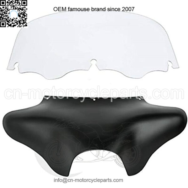 Front Outer Batwing Fairing+Clear Windshield Windscreen Fit For Harley Touring 1996-2013 Electra Glide, Street Glide, Ultra Classic, Trike Models Matte Black 2012 2011 2010 2009 2008