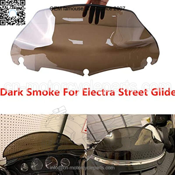 9" Wave Windshield For Harley FLHT FLHTC FLHX Touring Electra Street Glide 2014-2019 Smoked Dark Motorcycle Windscreen