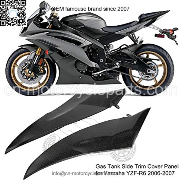 Motorcycle Accessories Gas Tank Side Trim Insert Cover Panel Motorbike Fairing Cowl Plastic Gas Tank Side Fairing Panel Cover Trim for YAMAHA YZF-R6 2006-2007 - Image 2