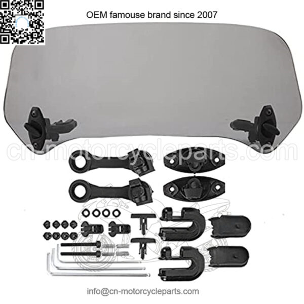 Motorcycle Adjustable Wind Screen,Universal Motorcycle Modified Extension Deflector Windscreen Windshield Spoiler Air Deflector Motorcycle Accessories (Smoked) - Image 2
