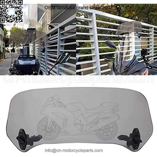 Motorcycle Adjustable Wind Screen,Universal Motorcycle Modified Extension Deflector Windscreen Windshield Spoiler Air Deflector Motorcycle Accessories (Smoked) - Image 3