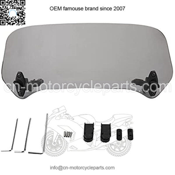 Motorcycle Adjustable Wind Screen,Universal Motorcycle Modified Extension Deflector Windscreen Windshield Spoiler Air Deflector Motorcycle Accessories (Smoked) - Image 4