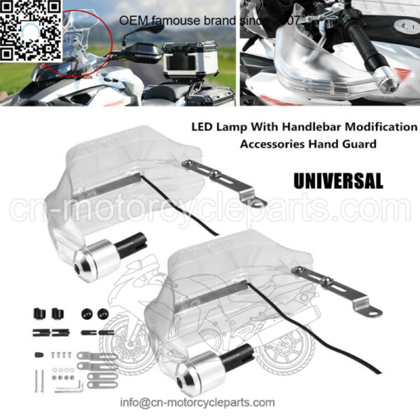 2X Motorcycle Handle Bar Hand Guard Protector Wind Deflector ATV Handy LED Lamp