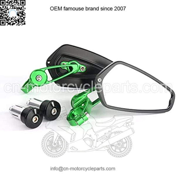 CNC Aluminum Alloy Motorcycle Mirror Apply to 22MM 25MM 7/8" Motorcycle Handlebar Ends Interface, Bar End Mirrors for Motorcycle for Off Road Street Sport Cruiser Motorcycles Mirror (Green/Gold/Orange/Red)