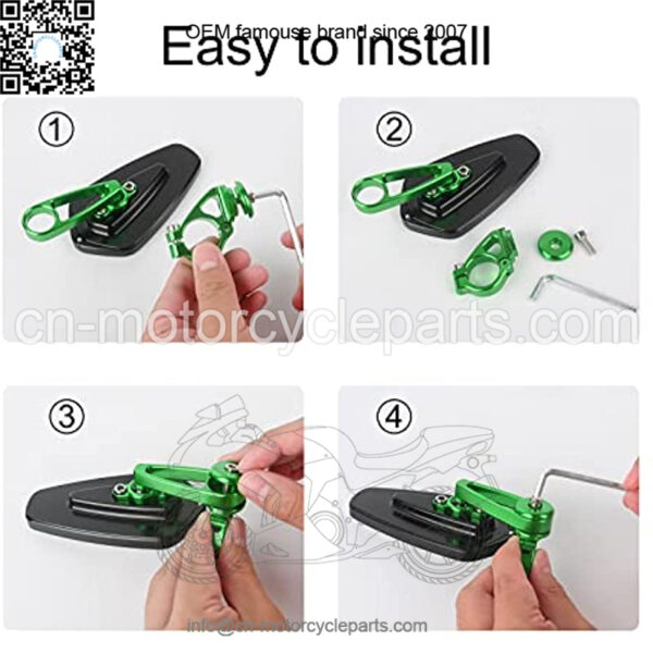 CNC Aluminum Alloy Motorcycle Mirror Apply to 22MM 25MM 7/8" Motorcycle Handlebar Ends Interface, Bar End Mirrors for Motorcycle for Off Road Street Sport Cruiser Motorcycles Mirror (Green/Gold/Orange/Red) - Image 2