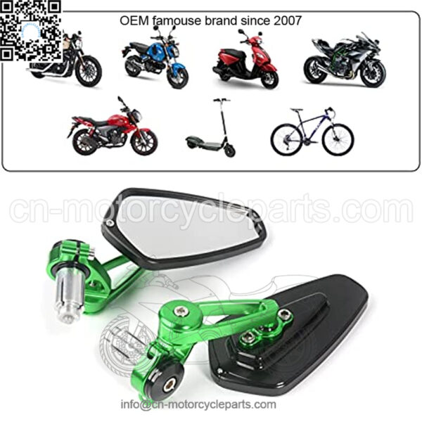 CNC Aluminum Alloy Motorcycle Mirror Apply to 22MM 25MM 7/8" Motorcycle Handlebar Ends Interface, Bar End Mirrors for Motorcycle for Off Road Street Sport Cruiser Motorcycles Mirror (Green/Gold/Orange/Red) - Image 5