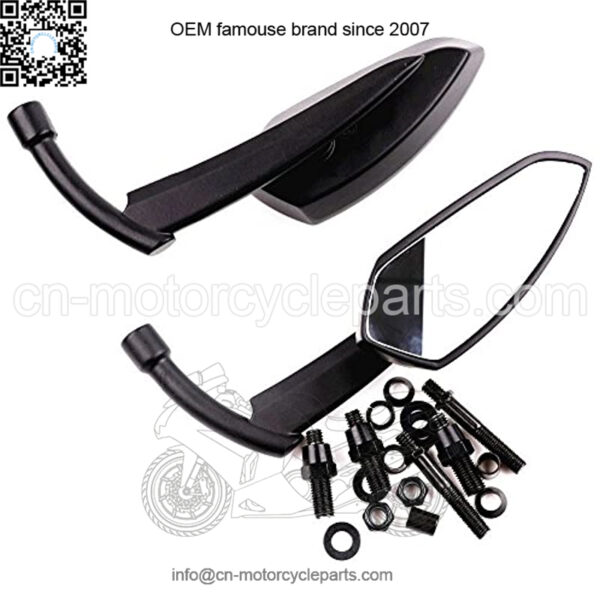 Black Universal Motorcycle Rear View Side Mirrors - Free Adapters Fits for Most Motorcycles With M8 or M10 Adapters - Image 2