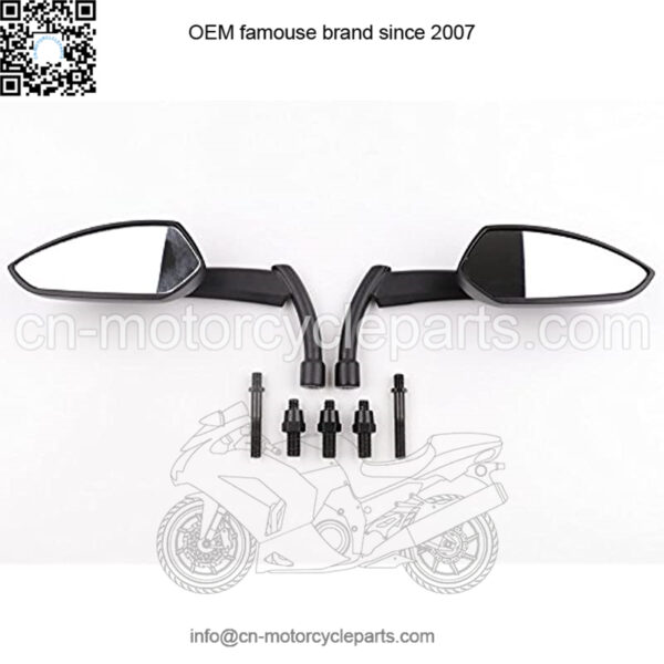 Black Universal Motorcycle Rear View Side Mirrors - Free Adapters Fits for Most Motorcycles With M8 or M10 Adapters - Image 3