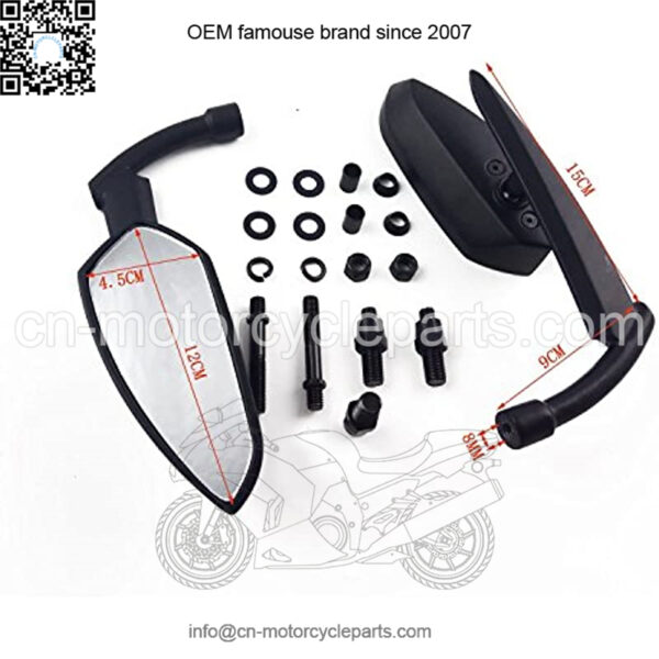 Black Universal Motorcycle Rear View Side Mirrors - Free Adapters Fits for Most Motorcycles With M8 or M10 Adapters - Image 4