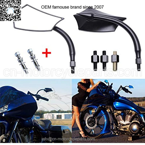 Black 8mm Motorcycle Rear View Mirrors Fits For Road King Street Glide Softail Electra Glide Road Glide Dyna Softail 1982-2018 2019 2020