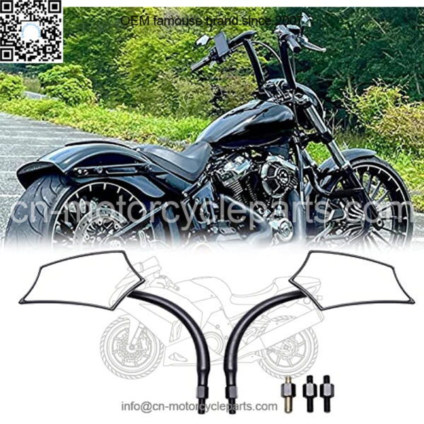 Black 8mm Motorcycle Rear View Mirrors Fits For Road King Street Glide Softail Electra Glide Road Glide Dyna Softail 1982-2018 2019 2020 - Image 2