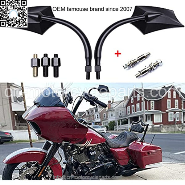 Black 8mm Motorcycle Rear View Mirrors Fits For Road King Street Glide Softail Electra Glide Road Glide Dyna Softail 1982-2018 2019 2020 - Image 3