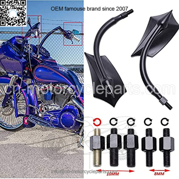 Black 8mm Motorcycle Rear View Mirrors Fits For Road King Street Glide Softail Electra Glide Road Glide Dyna Softail 1982-2018 2019 2020 - Image 4