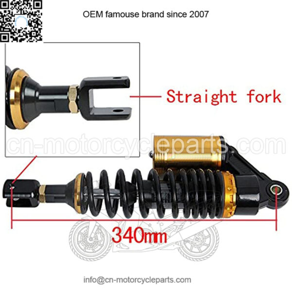 Motorcycle Shock Motorcycle Rear Shocks ATV Shocks Absorber 13.4"/340mm Rear Suspension for Honda Kawasaki Suzuki Yamaha ATV Go Kart Scooter Dirt Bike 125cc 110cc 2pcs (Black & Gold) - Image 3