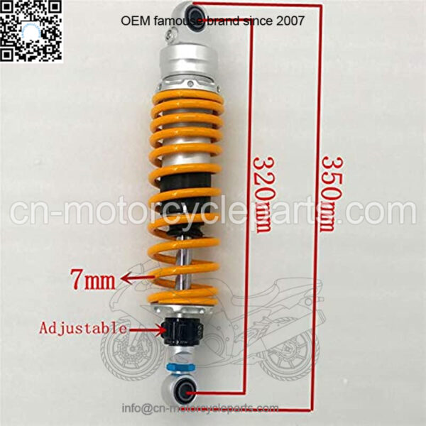 Spring Assemblies Universal 320mm/330mm/340mm/350mm//360mm Motorcycle Rear Adjust Damping Shock Absorber Fit For Yamaha Kawasaki Suzuki Motorcycle Rear Spring Shock Absorber ( Color : 320mm yellow ) - Image 2