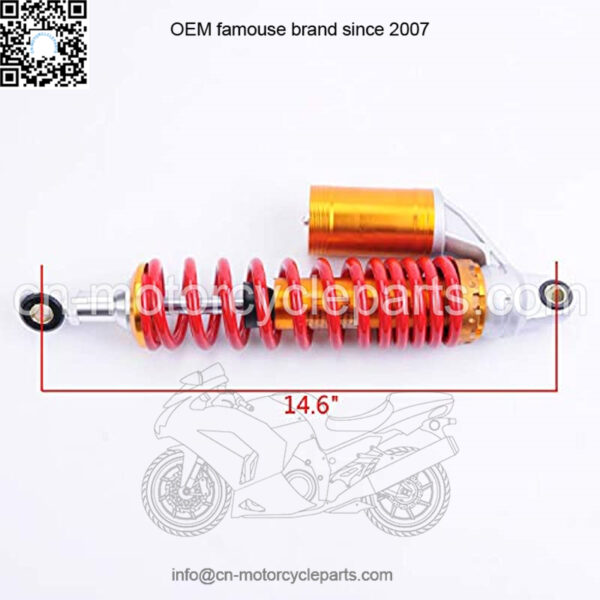 Air Gas Shock Absorbers 370mm 14.6 inches Round Ends Motorcycle Replacement Universal for Suzuki Kawasaki Yamaha Ducati Scooter Atv Quad Dirt Sport Bike Go Kart Red Golden - Image 3