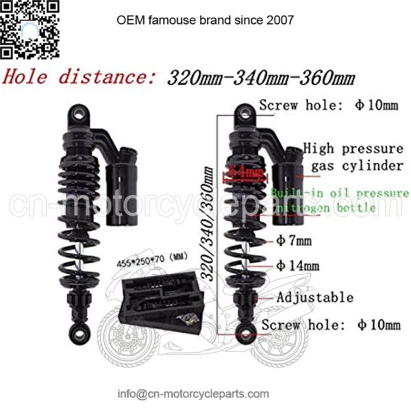 Shock Absorbers Rear Shock 320/340/ 360mm Universal Motorcycle Scooter Damping Adjustable Rear Shock Absorbers Fit for Yamaha Suzuki Kawasaki ATV Black (Color : 360mm 1pair) - Image 4