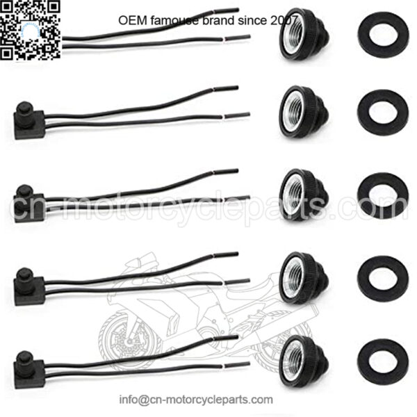 5Pcs Push Button Switch 12V Waterproof Push-Button On-Off Switch For Motorcycle/Car - Image 4