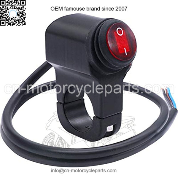 7/8   Motorcycle Handlebar Switch Waterproof ATV Handlebar Light Switch 12v Red Led Illuminated Push Button Switch O/I Aluminum Alloy Motorcycle Control Switch with 50cm Connect Line F014