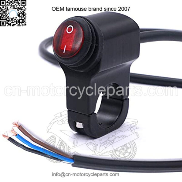 7/8   Motorcycle Handlebar Switch Waterproof ATV Handlebar Light Switch 12v Red Led Illuminated Push Button Switch O/I Aluminum Alloy Motorcycle Control Switch with 50cm Connect Line F014 - Image 2