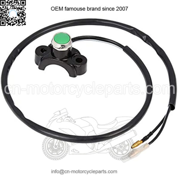 CYCLE Aluminum Alloy Motorcycle Handlebar Control Horn Start Switch Momentary Action Button with Two Connectors Green