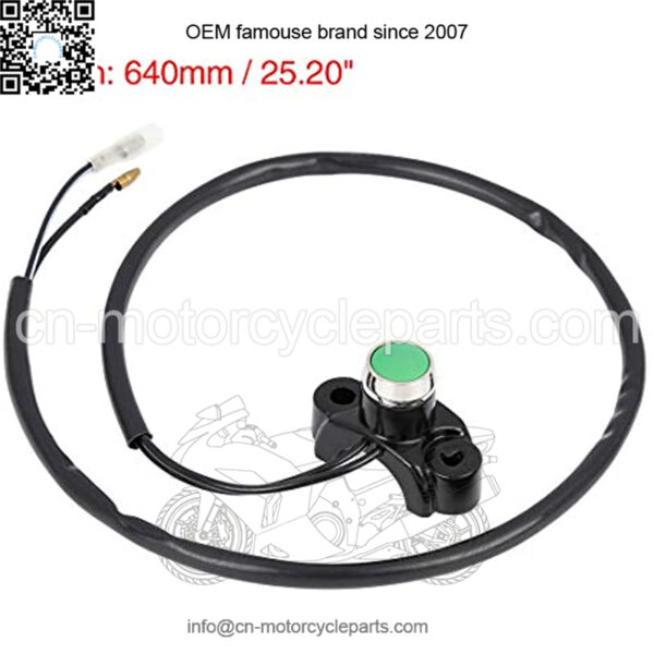 CYCLE Aluminum Alloy Motorcycle Handlebar Control Horn Start Switch Momentary Action Button with Two Connectors Green - Image 2