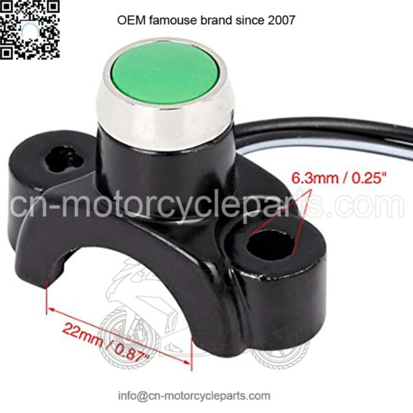 CYCLE Aluminum Alloy Motorcycle Handlebar Control Horn Start Switch Momentary Action Button with Two Connectors Green - Image 3