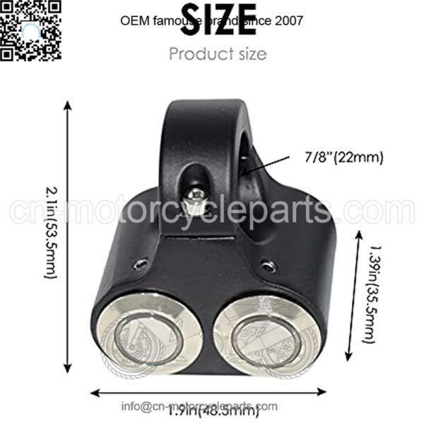 7/8" Motorcycle Handelbar Control Switches ON Off Switch with Blue Led Light - Image 3