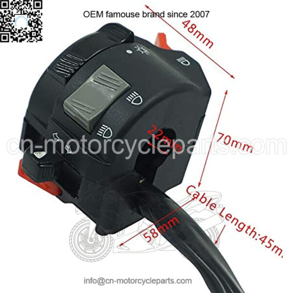7/8" 22mm Motorcycle ATV Handlebar Control Switches with 11 Wires Headlight Turn Signaling Horn Heights Low Beam Button Accessories (Color : Black) - Image 2