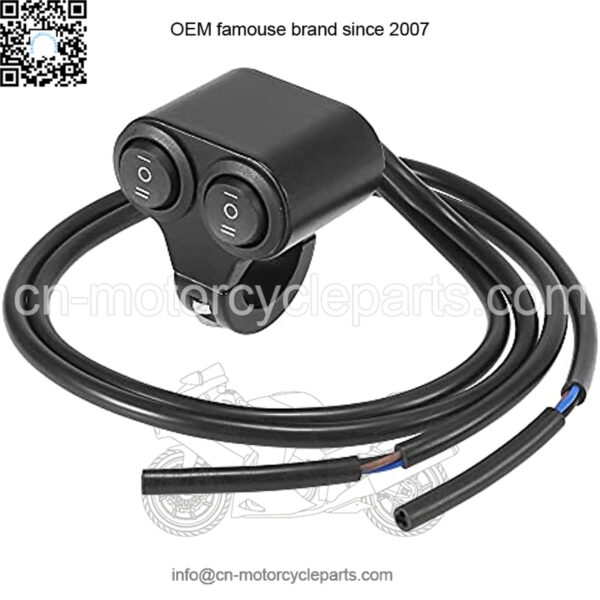 DC 12V 7/8" 22mm Motorcycle Handlebar Double Control Push Switch with Turn Signal Light High Low Beam Button Black