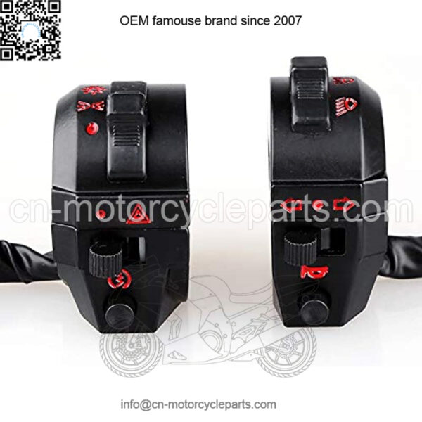7/8" 22mm Pair Motorcycle Handlebar Switch 12V Handlebar Horn High/Low Beam Turn Signal Switch Control for Motorbike - Left & Right